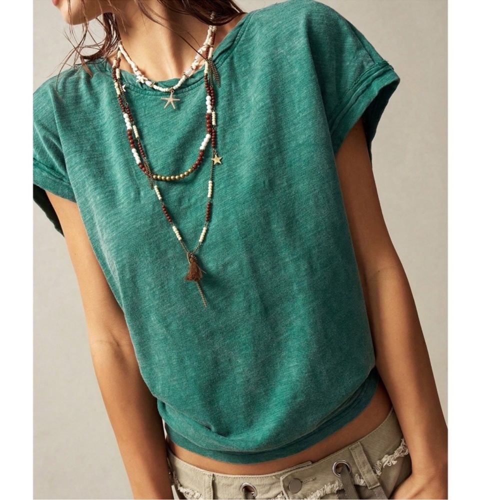 Boho Solid Reverse Stitch Open Back Cotton Loose … - image 3